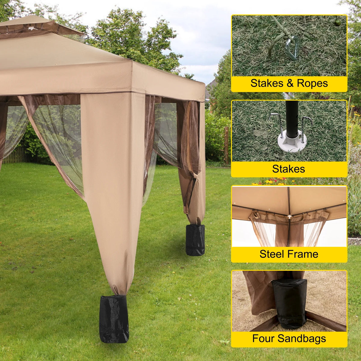 Gold and Brown Pop-up Gazebo O522196
