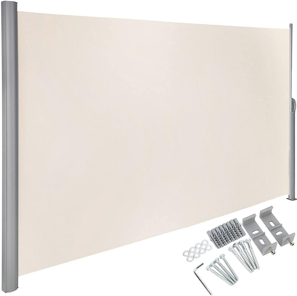 Beige Retractable Privacy Screen 71'' H x 118'' L Waterproof Y83845