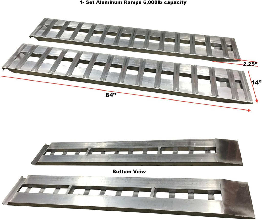 Aluminum Trailer Ramps 1 Pair 6000lb Capacity 14 Wide x 84 Long E3810