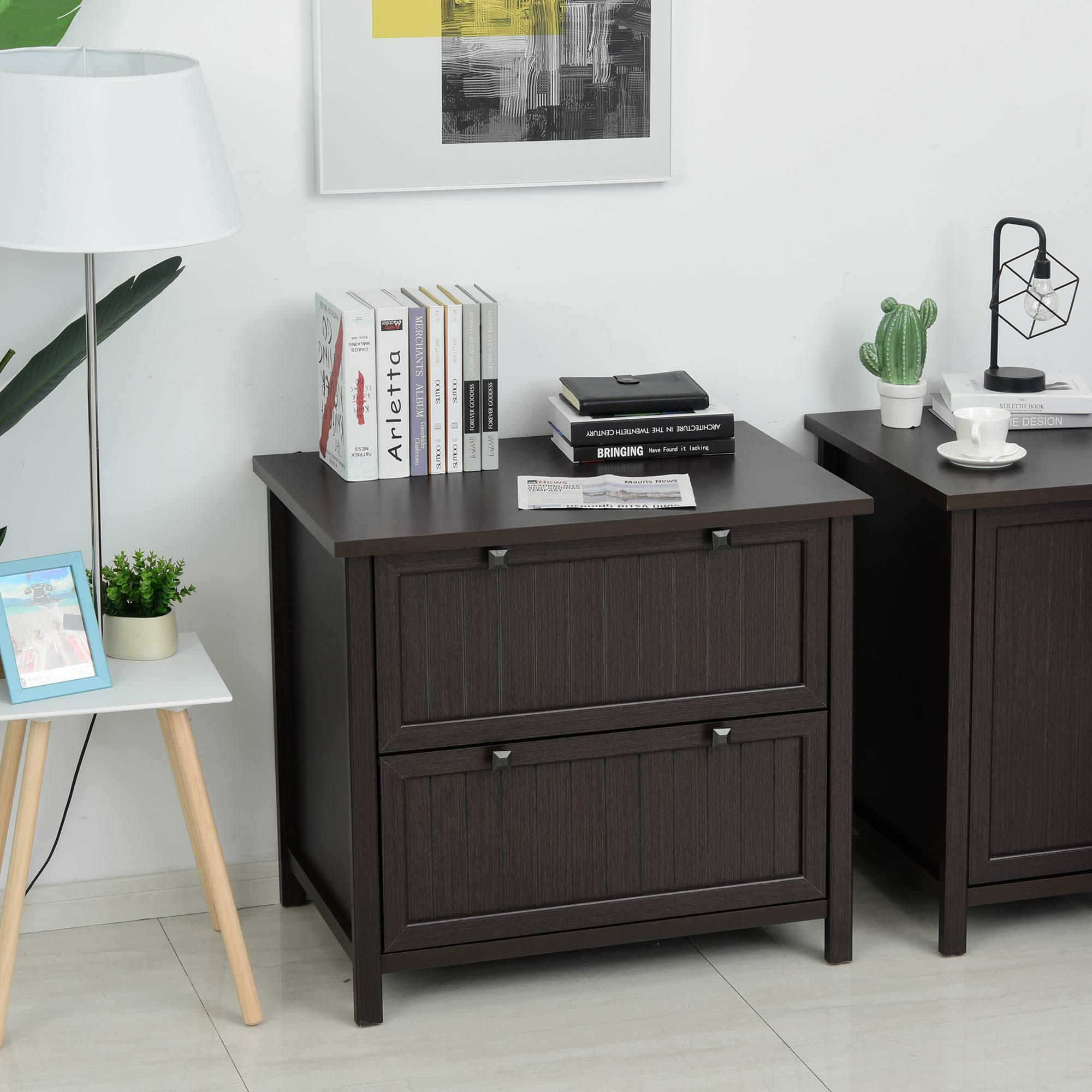 Brown Wooden 2-Drawer File Cabinet G483