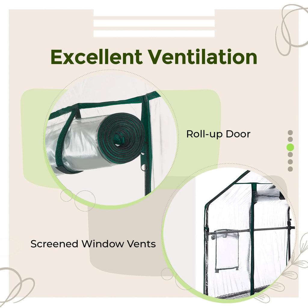 Walk-in Greenhouse with Plant Rack G1942