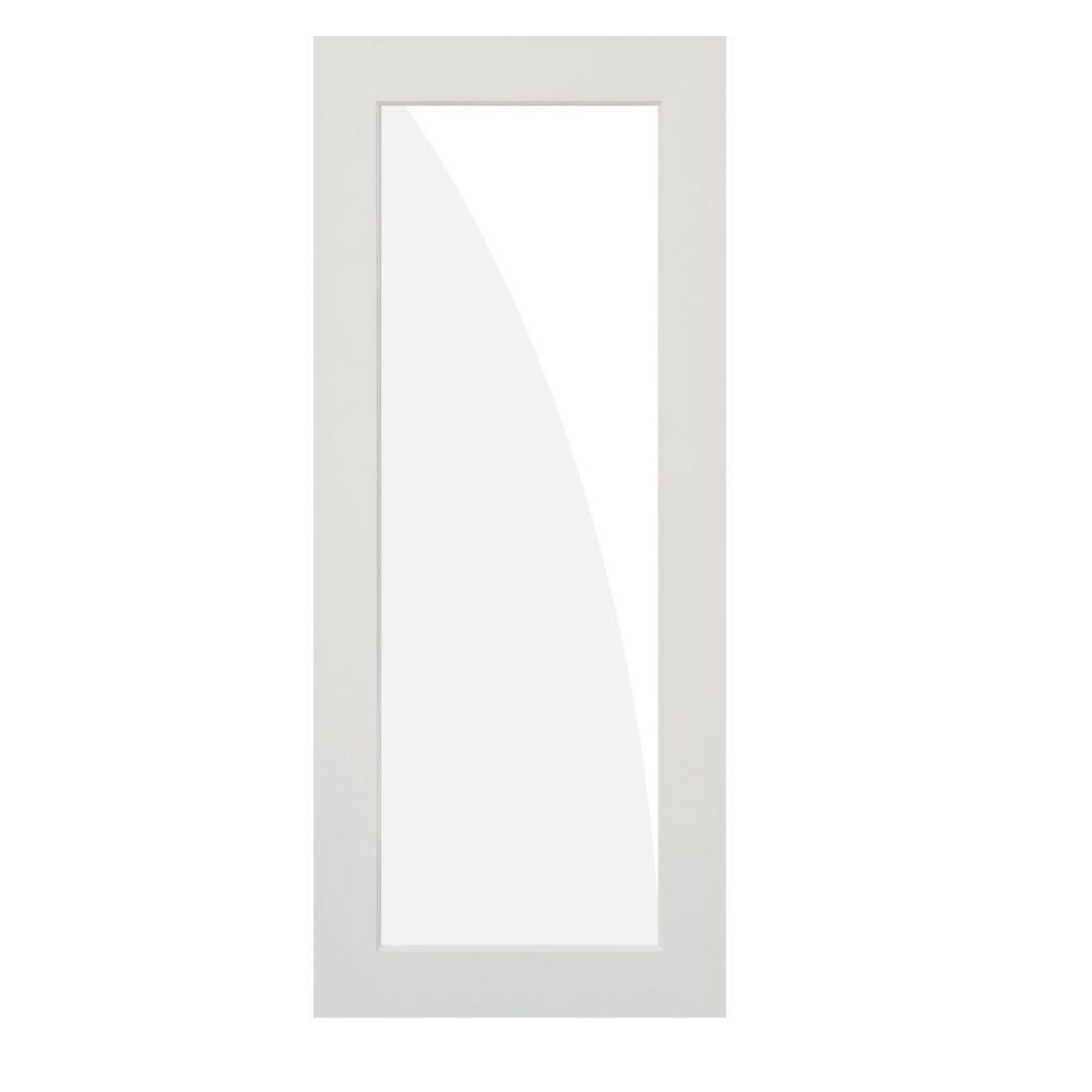 1-Lite Satin Etch Solid Core MDF Primed Interior Door Slab I4936