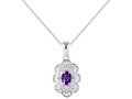 Gold 14K Flower Necklace Gemstone & Genuine Diamonds Pendant 18" Chain I38296