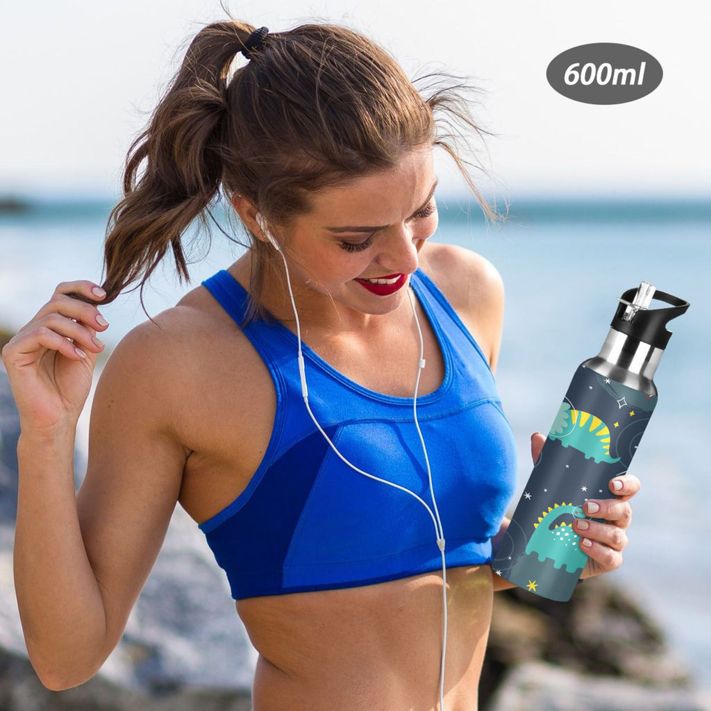 Stainless Steel Insulated Vacuum Flask Water Bottle with Straw Lid E467