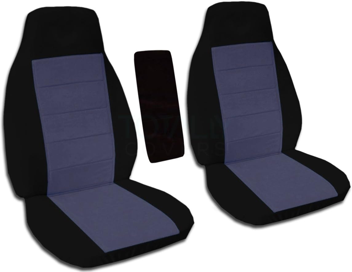 Black and Sand Two-Tone Truck Bucket Seat Covers with Center Armrest Cover U86173