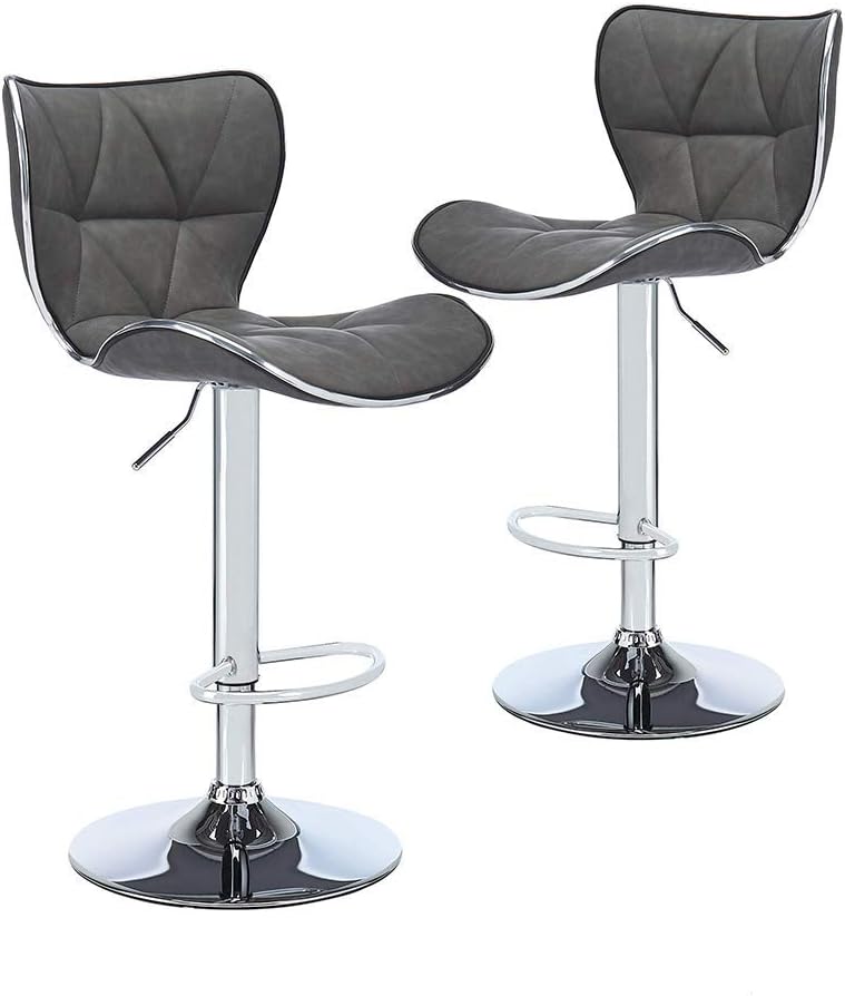 Adjustable Swivel Barstool with Back, 2 pcs, Dark Grey F2903