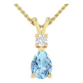 1.55 Carat 14K Yellow Gold Aquamarine and Round Lab Grown Diamond Solitaire Pendant Necklace T1411