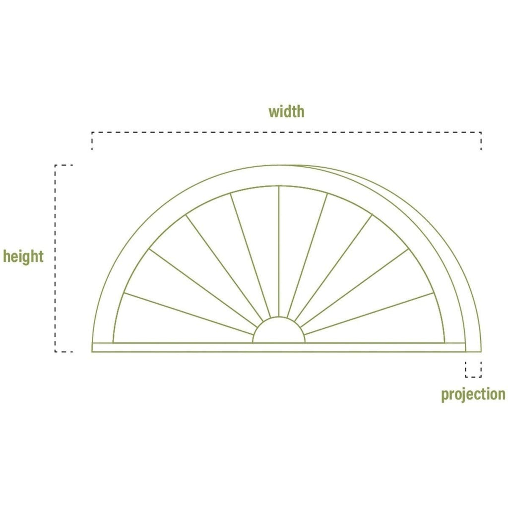 28x22W x 8x22H x 2x22P Elliptical Sunburst PVC Pediment W92426