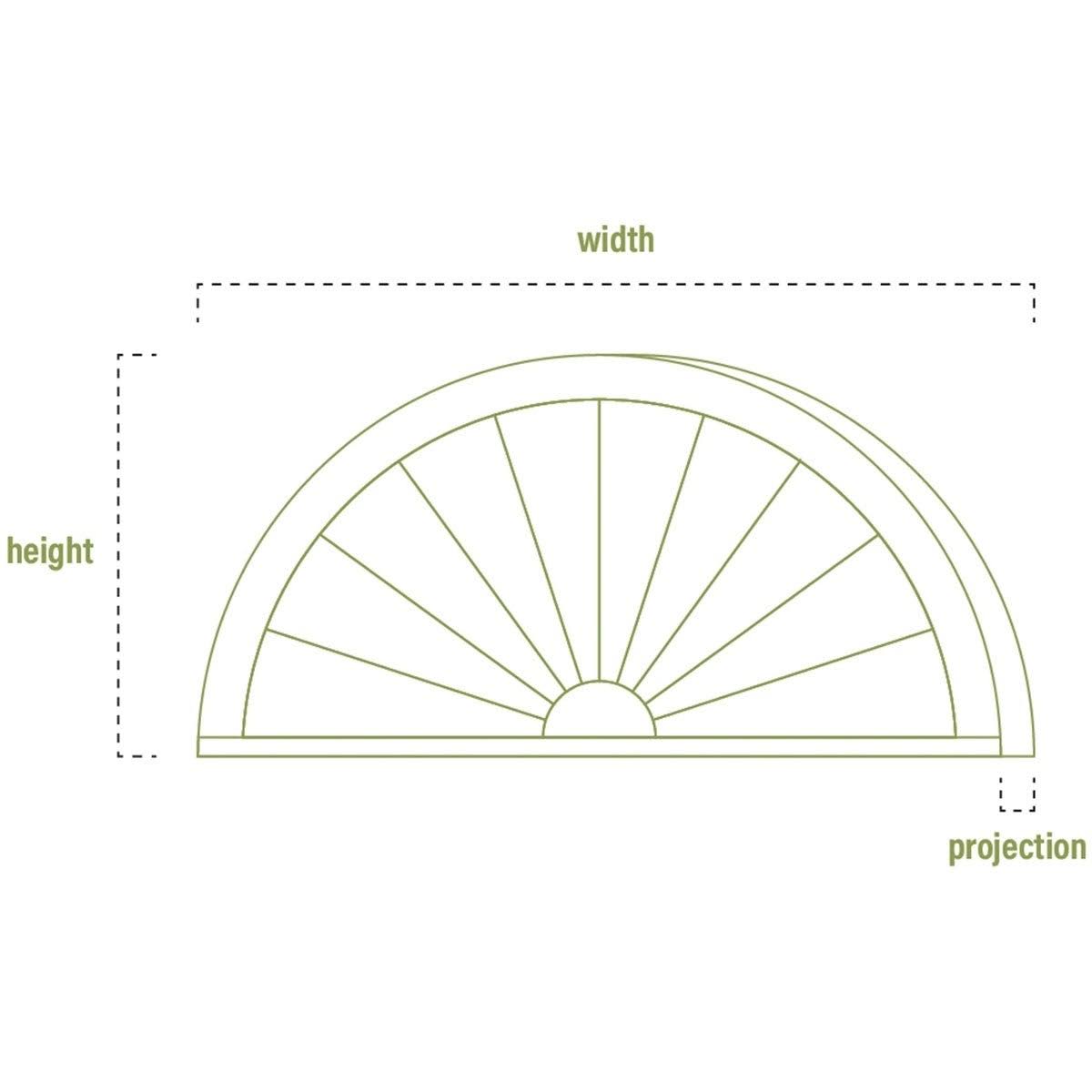 28x22W x 8x22H x 2x22P Elliptical Sunburst PVC Pediment W92426