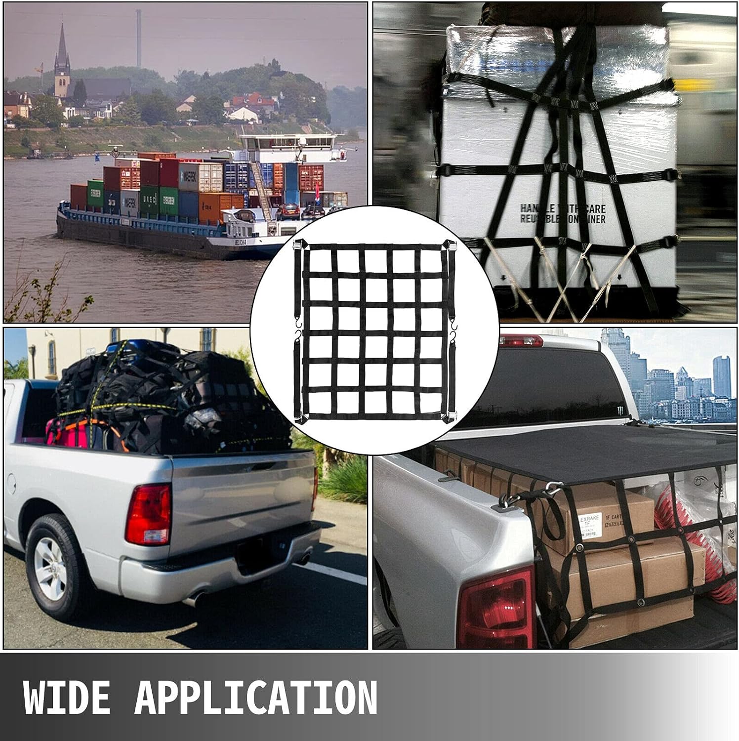 6.8'x 4.1' Heavy Duty Truck Bed Cargo Net with S-Hooks, 1100LBS, Pack of 2 C903