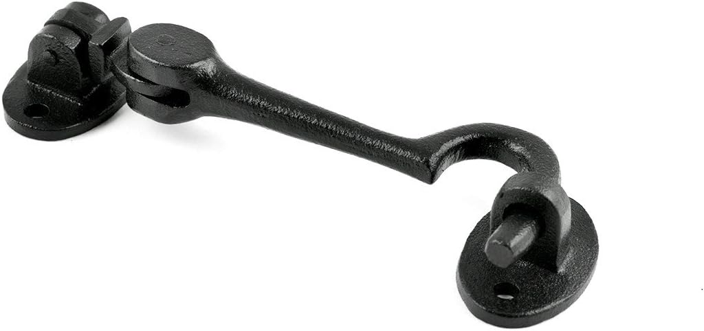 Black Wrought Iron Cabin Hook Eye Bolt 4 Swivel Style Reversible Privacy Hook Latches with Screws Pack of 10 R198