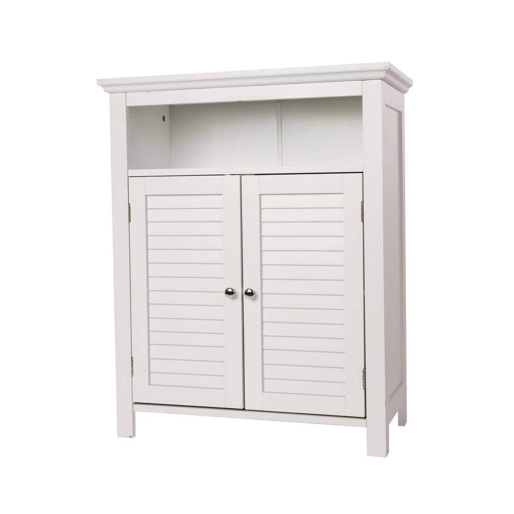 White Shelved Floor Cabinet with 2 Shutter-Door S1122