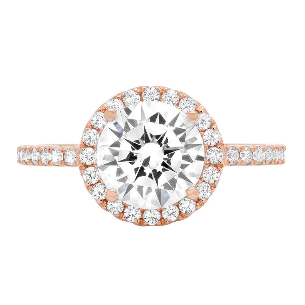 18k Rose Gold Halo Ring with Simulated Diamond R76585