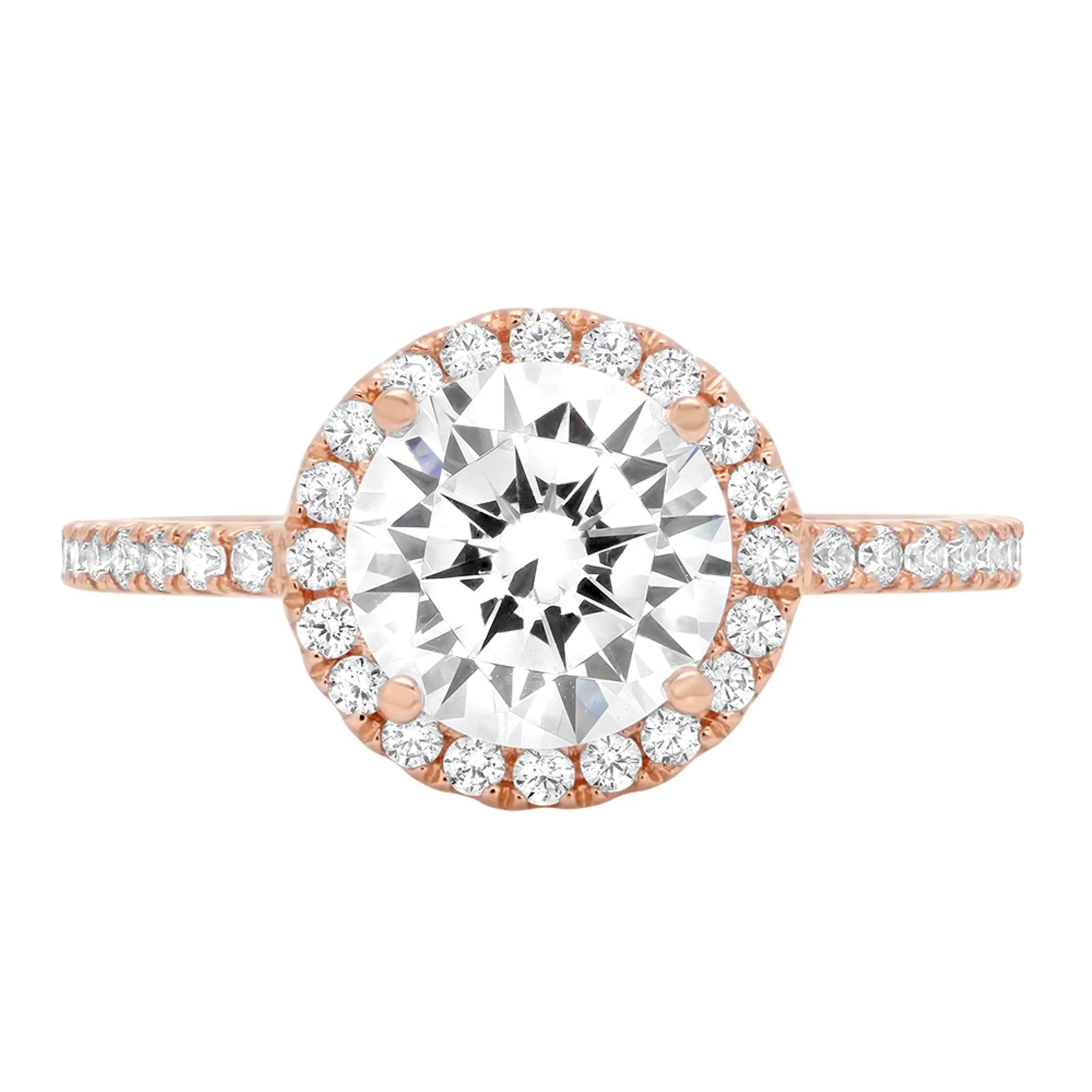 18k Rose Gold Halo Ring with Simulated Diamond R76585