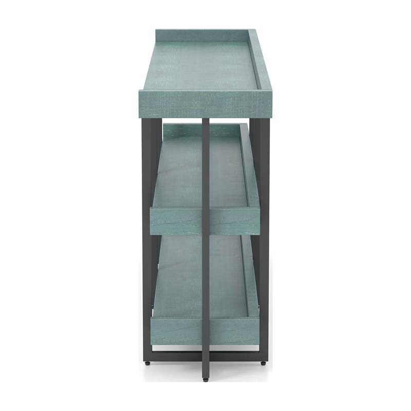 Antique Blue 3-Tier Wood Console Table W49788