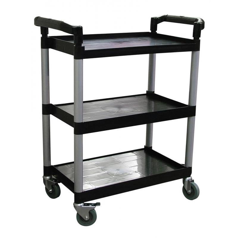 Black Plastic Bussing Cart with Tray B34457
