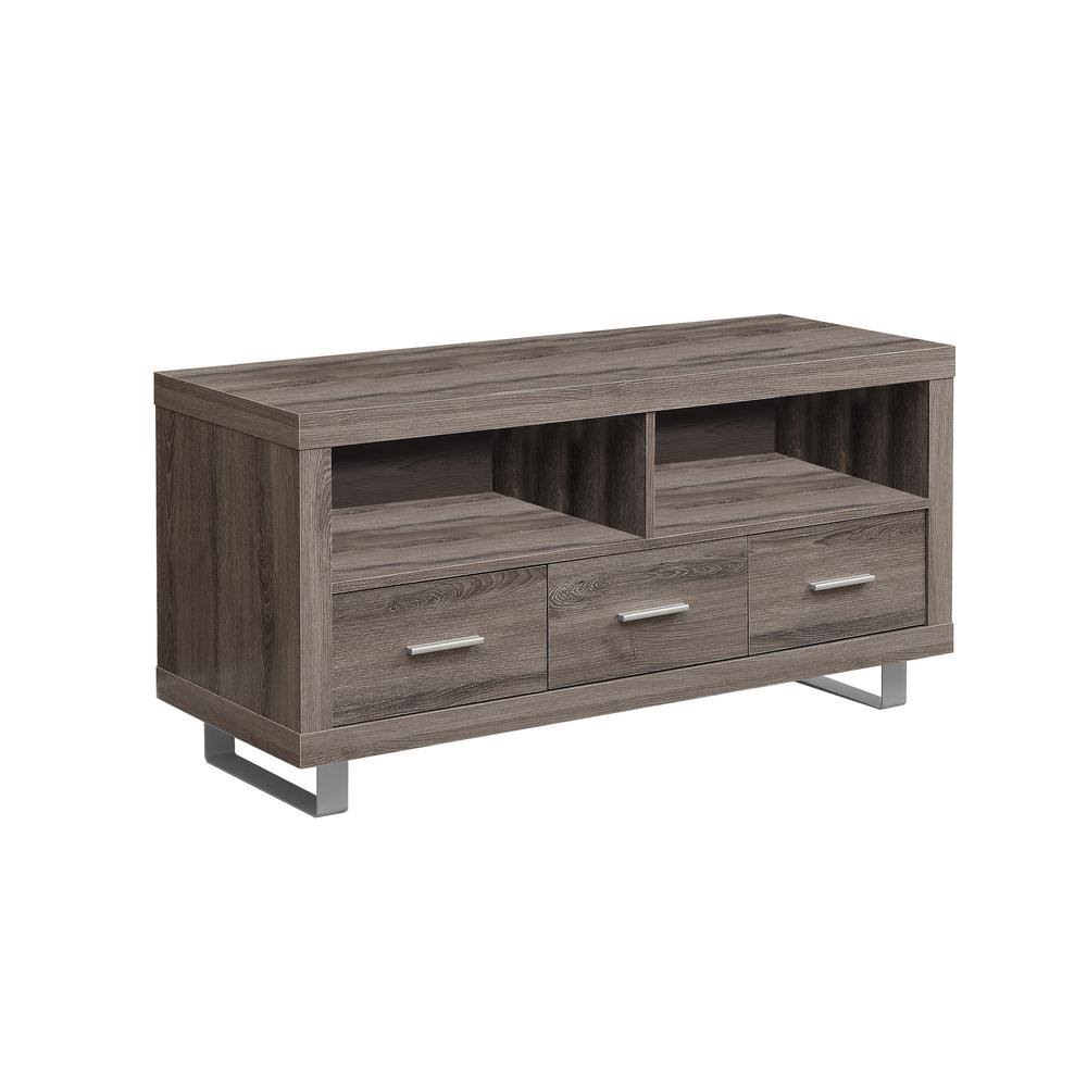 Dark Taupe Particle Board TV Stand with 3 Drawer P36097