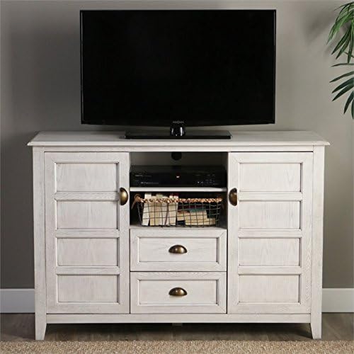White Wash Wood TV Stand Credenza Buffet Cabinet V8699