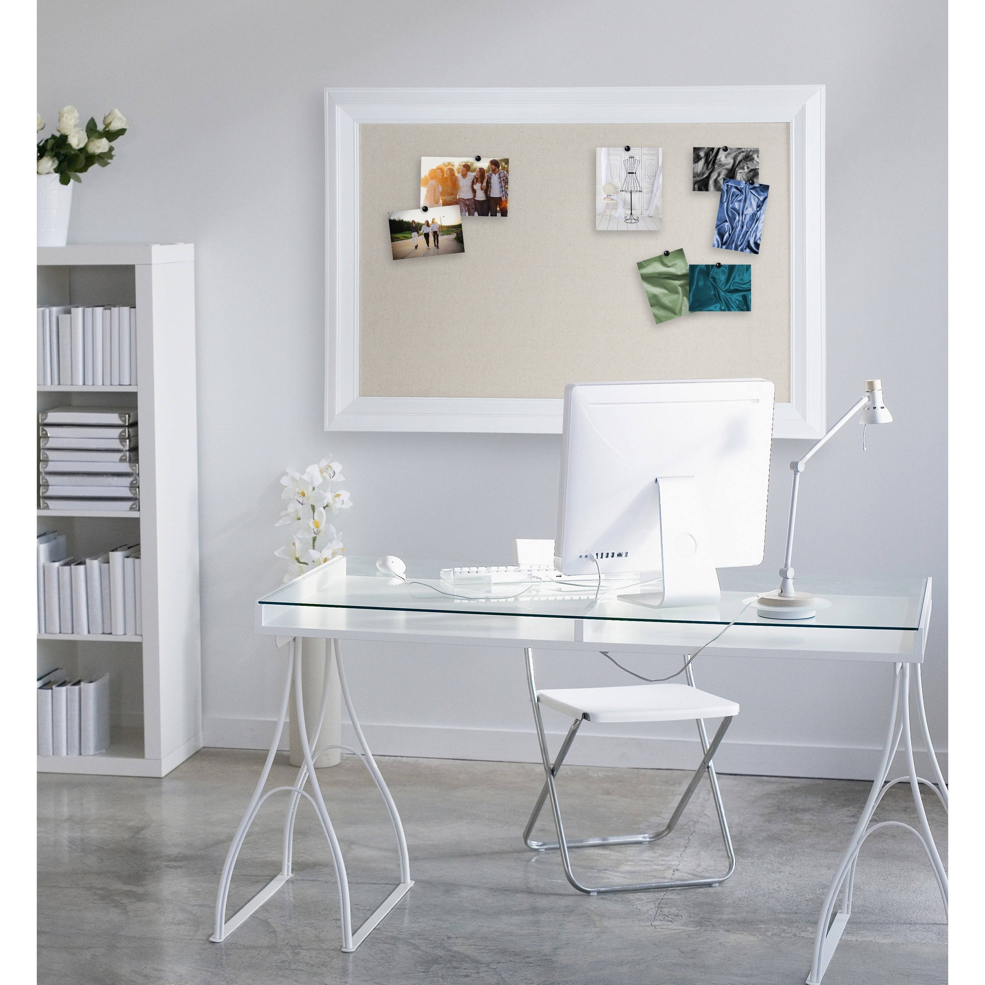 White Linen Fabric Bulletin Board for Wall N126