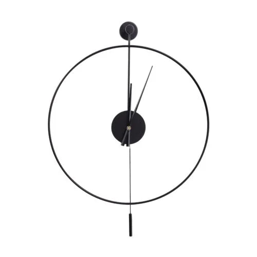 Black Wall Clock Pendulum Silent Quartz Movement Y435