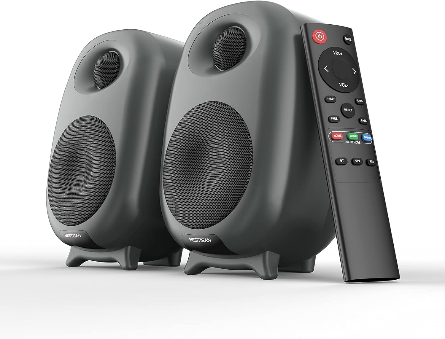 Metal Grey Powered Bluetooth Bookshelf Speaker with Optical Input X368