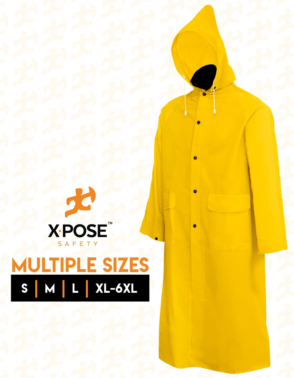 Yellow PVC Raincoat Jacket with Detachable Hood S861835