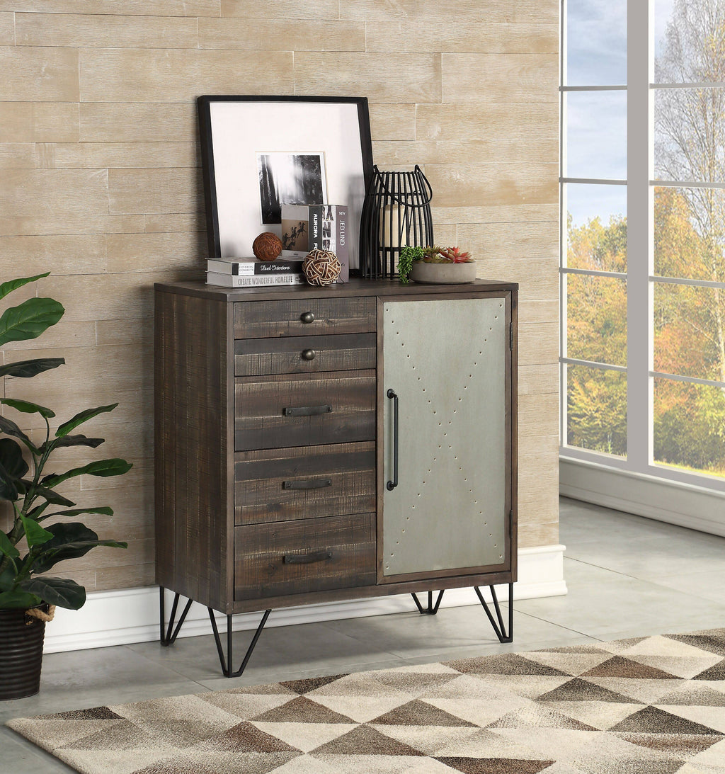 Brown One Door Five Drawer Cabinet I180
