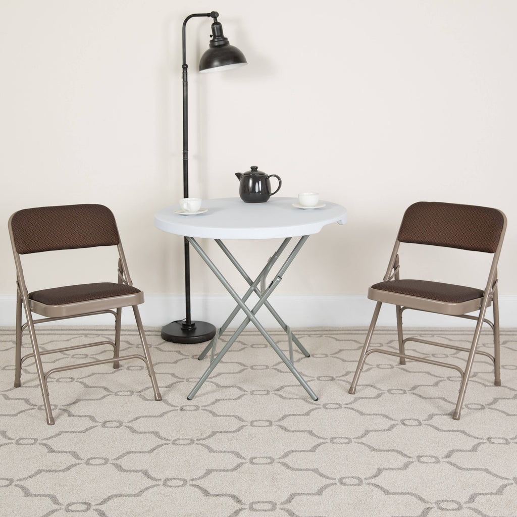 4 Pack Upholstered Metal Folding Chair Brown Patterned S9371
