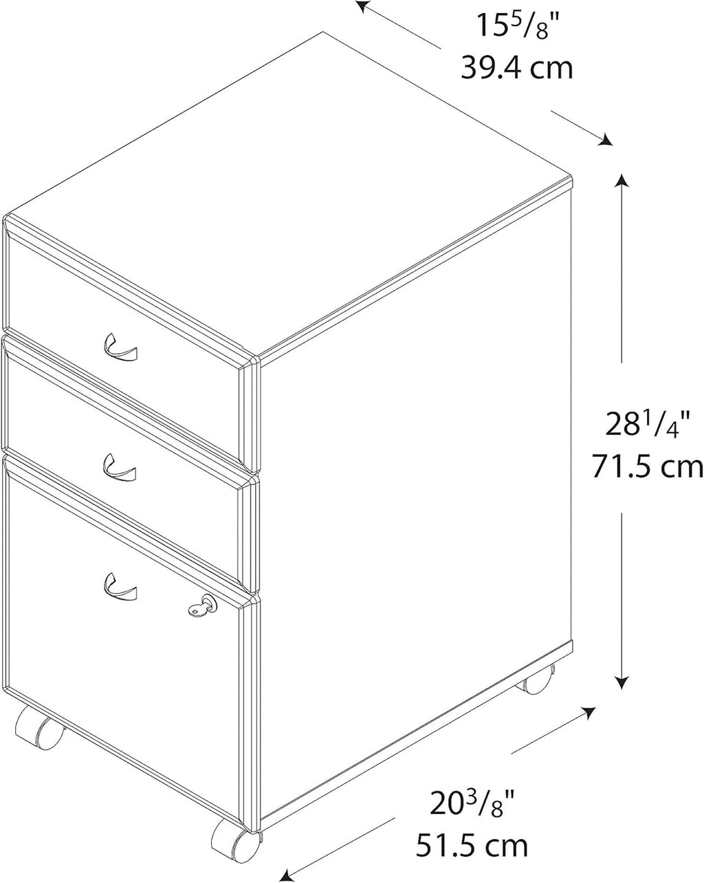 3 Drawer Mobile File Cabinet, Pewter W9960