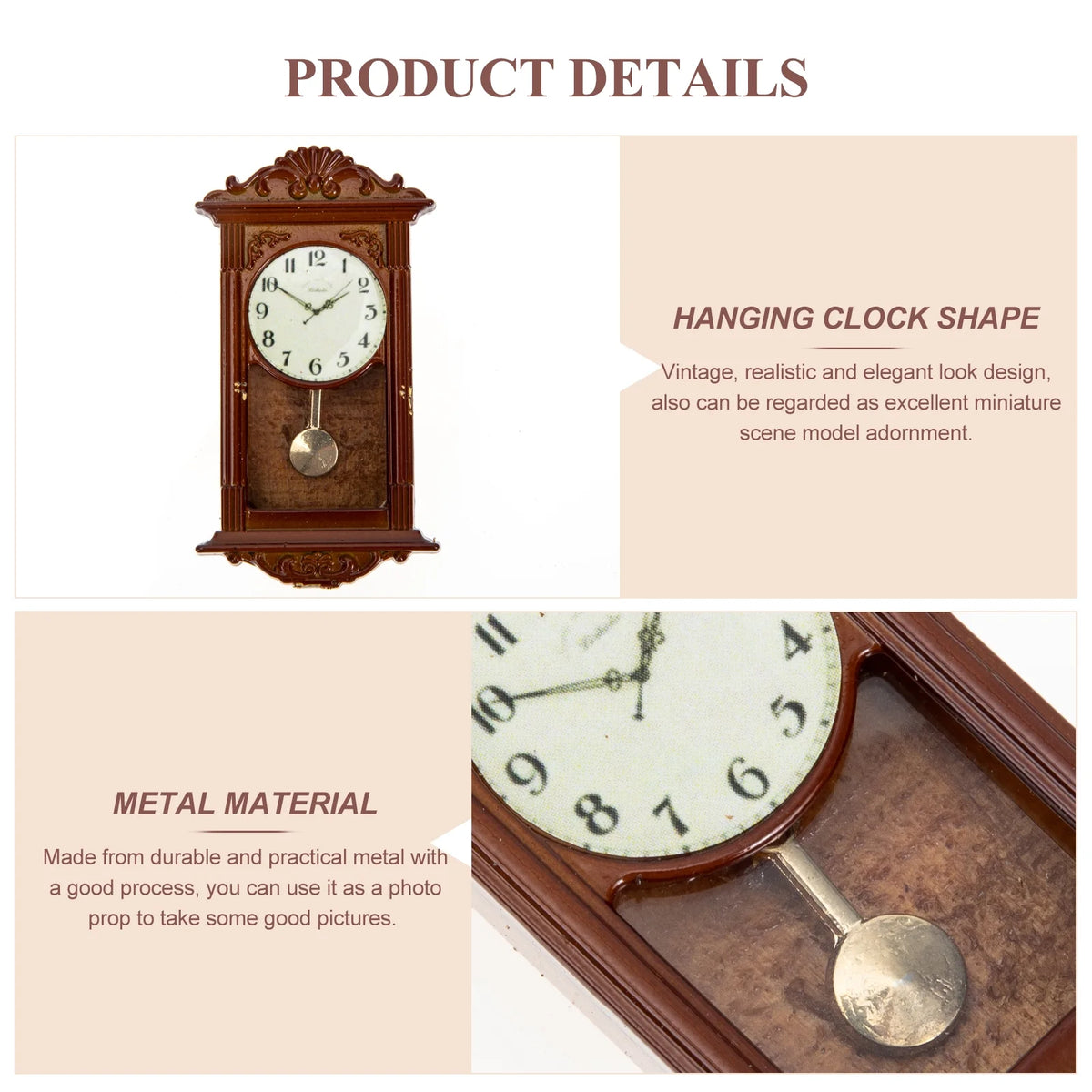 Metal Roman Clock Dollhouse Miniature Decorations G12752