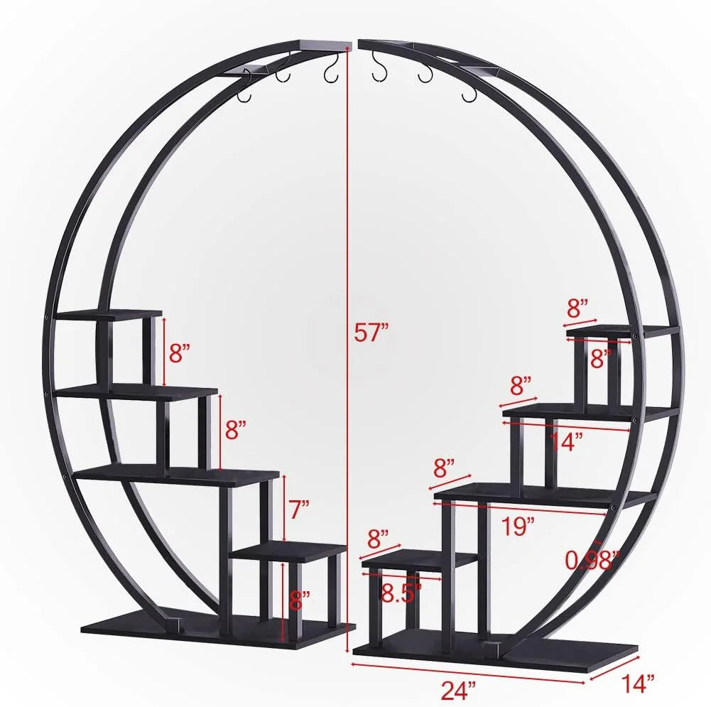 5 Tier Half Moon Plant Stand with Hanging Hook U41287