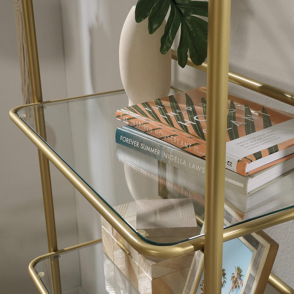 Satin Gold Finish Bookcase Y9216