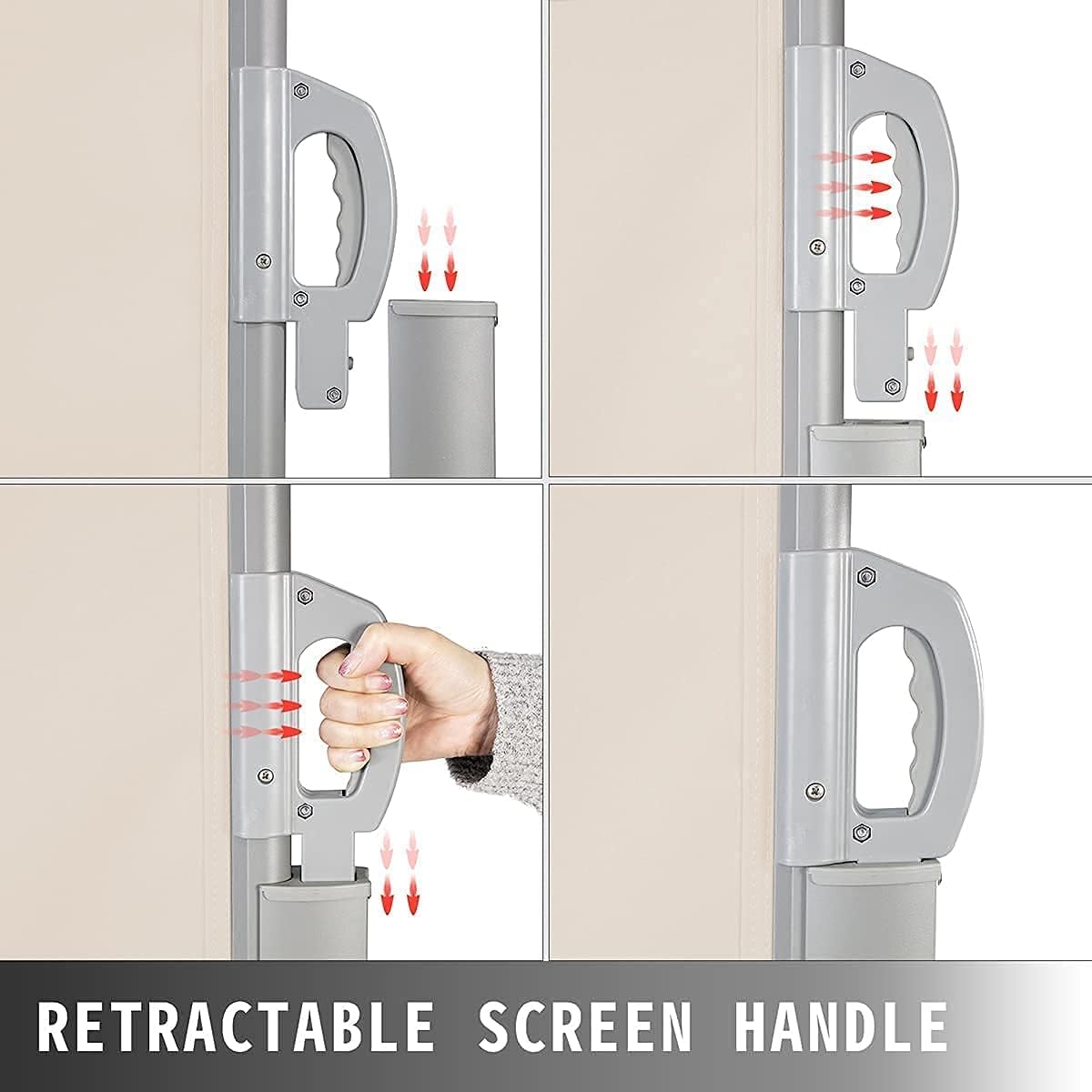 Beige Retractable Privacy Screen 71'' H x 118'' L Waterproof Y83845