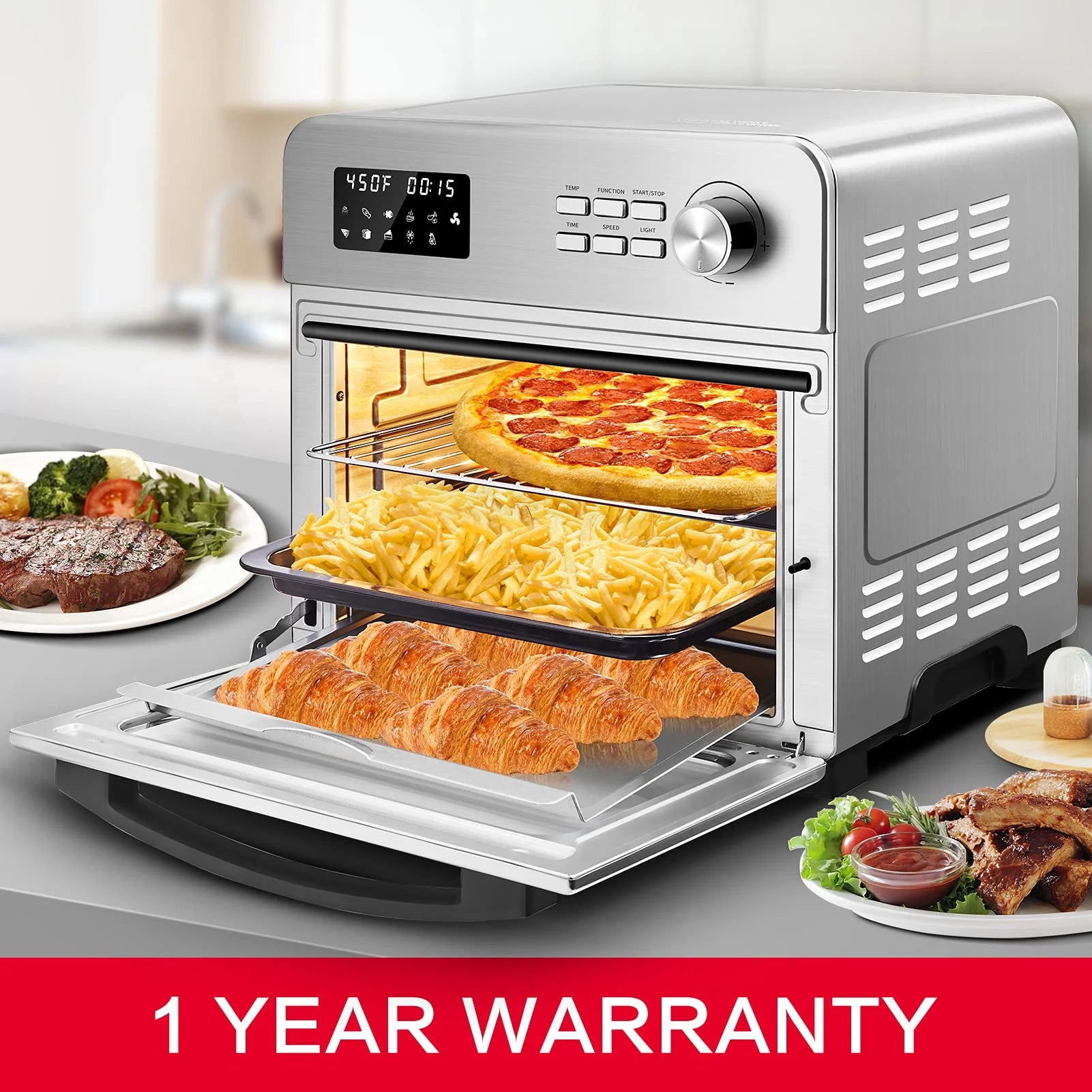 Stainless Steel 24QT 6 Slice Convection Toaster Oven J14963
