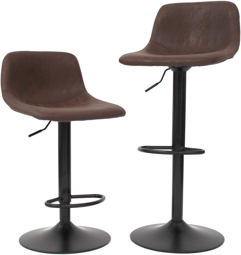 Adjustable Swivel Barstool with Back, 2 pcs, Dark Grey F2903