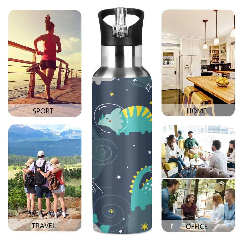 Stainless Steel Insulated Vacuum Flask Water Bottle with Straw Lid E467