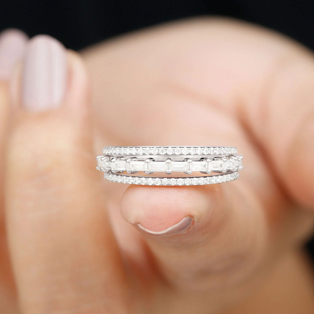 925 Sterling Silver Moissanite Ring Set R206574