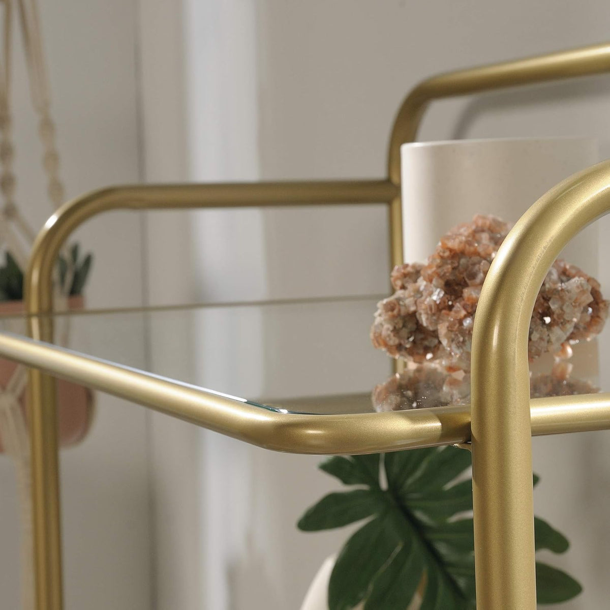 Satin Gold Finish Bookcase Y9216