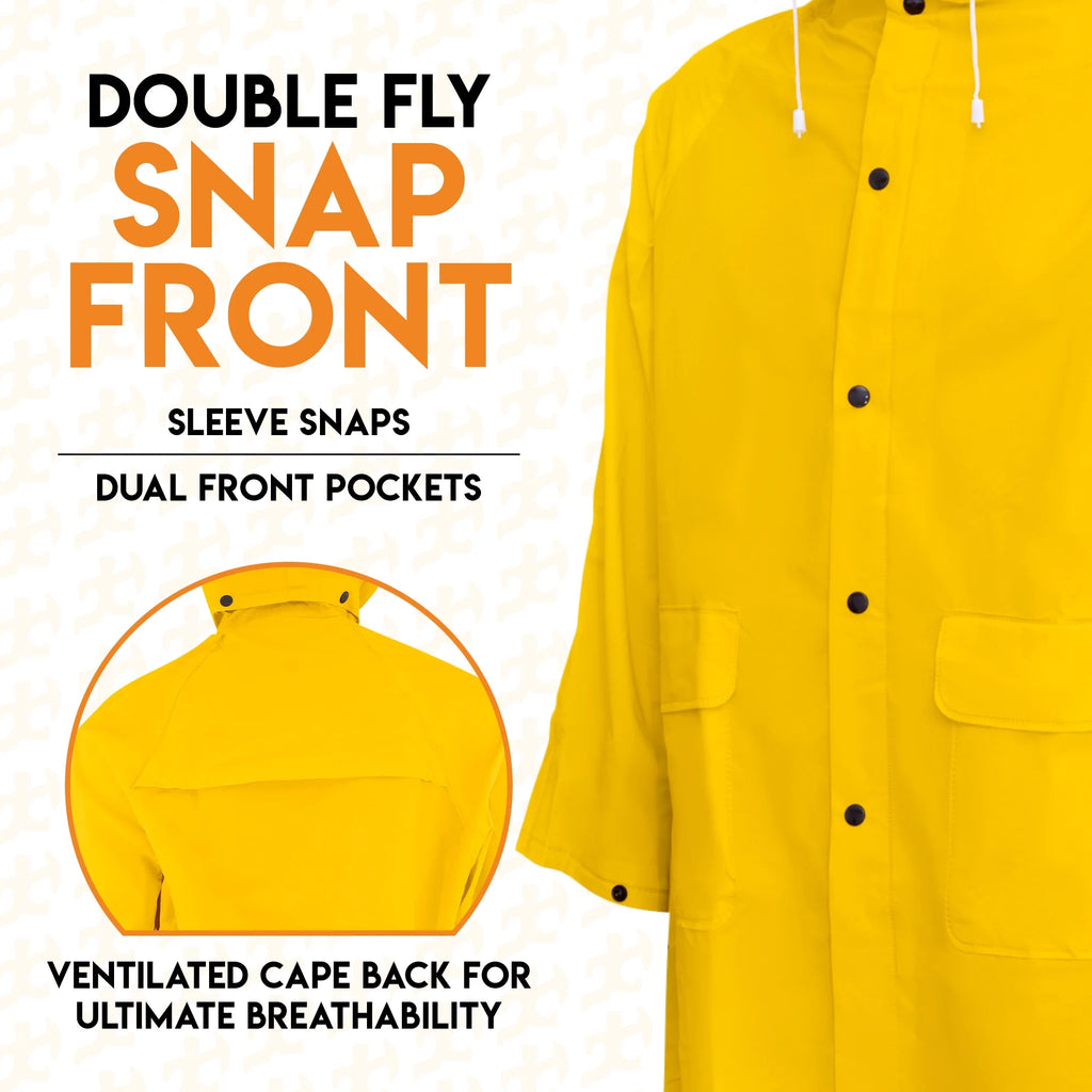 Yellow PVC Raincoat Jacket with Detachable Hood S861835