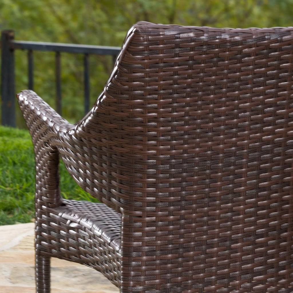 Outdoor 7-Piece Acacia Wood Wicker Dining Set in Multibrown F599158