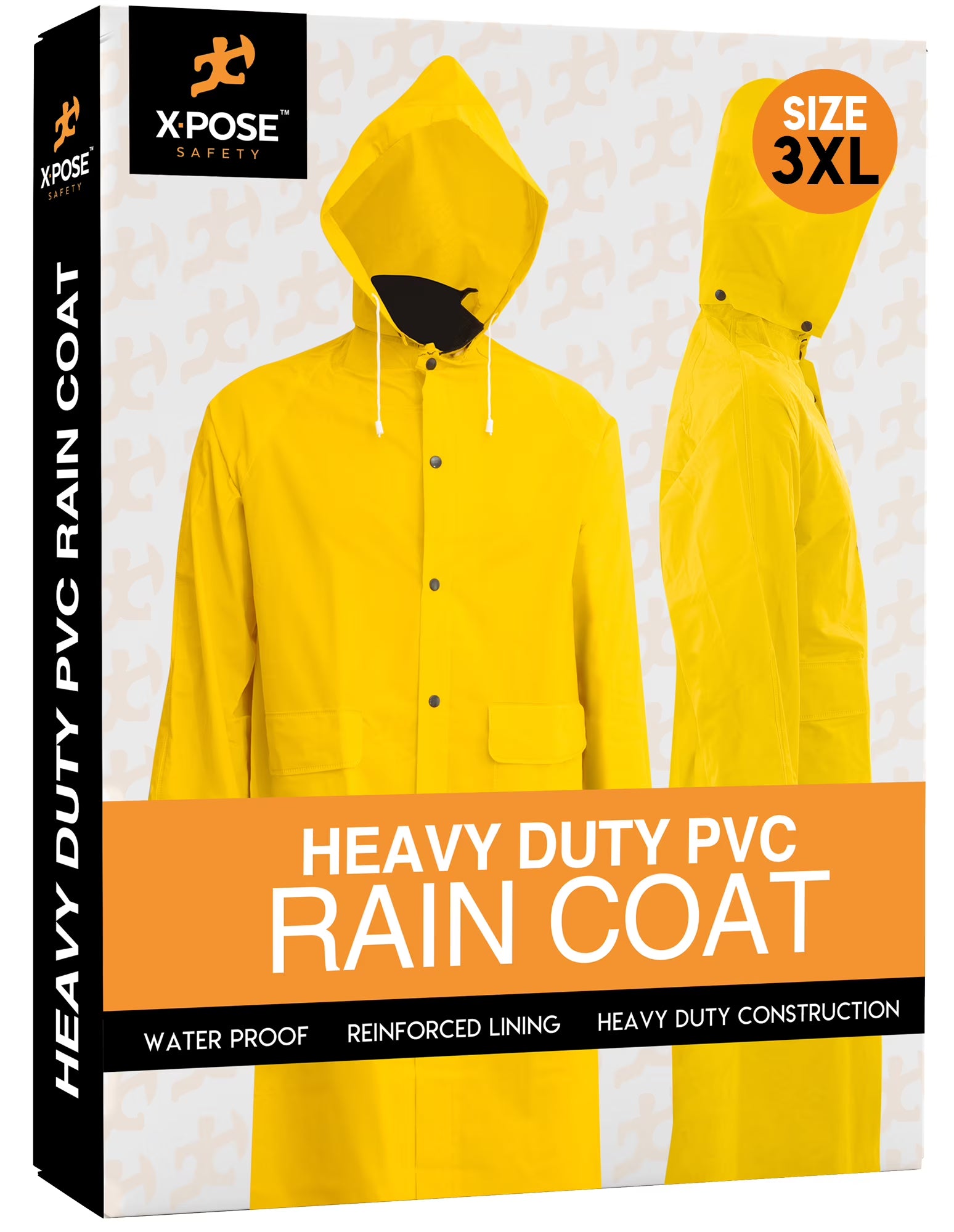 Yellow PVC Raincoat Jacket with Detachable Hood S861835