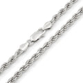 925 Sterling Silver 4mm Solid Rope Diamond Cut Chain Necklace T33477