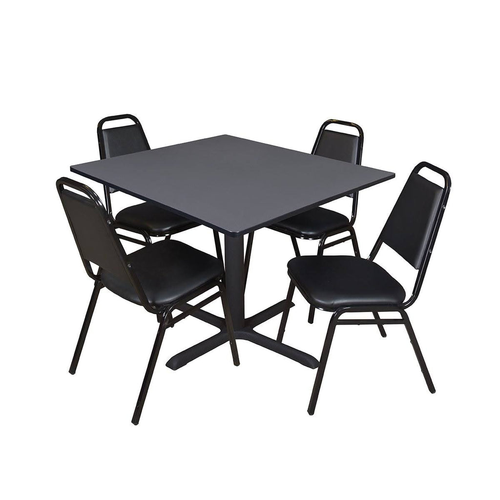 Square Breakroom Table with 4 Stack Chairs J2562