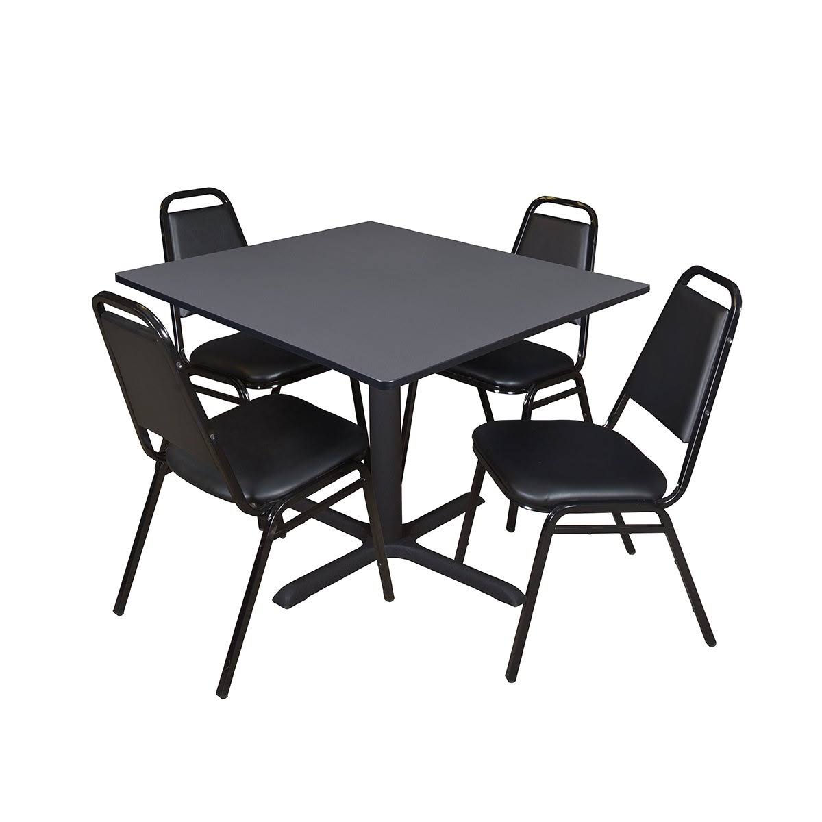 Square Breakroom Table with 4 Stack Chairs J2562