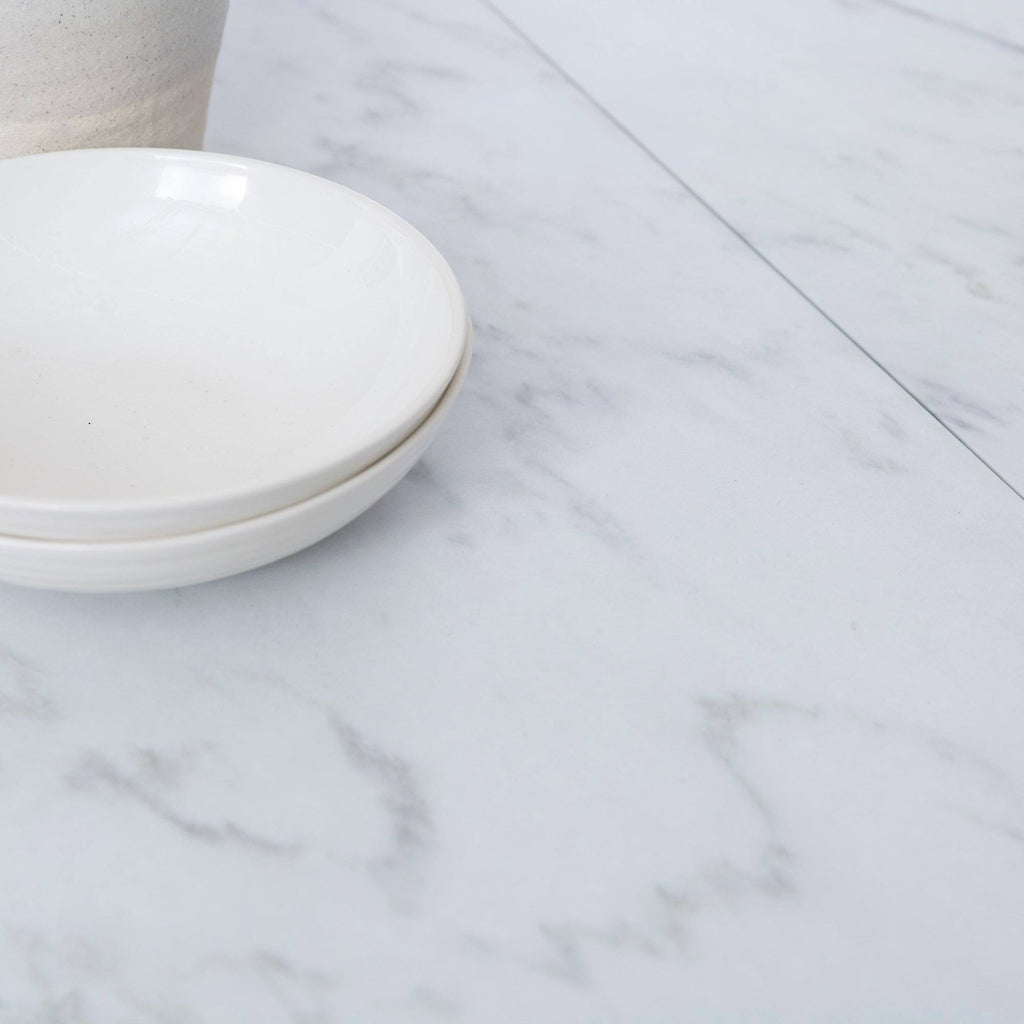 White Faux Marble Drop Leaf Dining Table B697