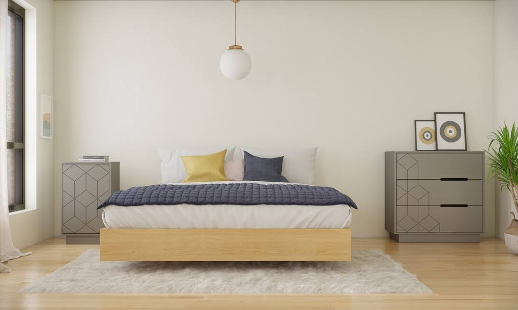 3 Piece Queen Size Bedroom Set in Natural Maple and Greige L40603