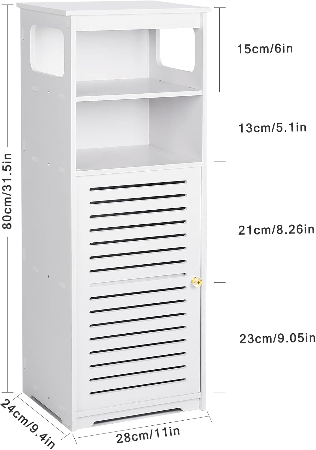 White 5 Tiers Floor Standing Storage Cabinet with Door and Shelf H8919