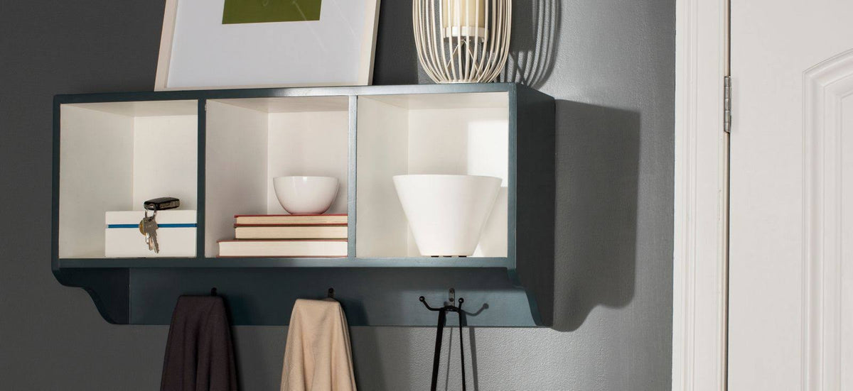 Ash Grey/White Wall Shelf with Storage Compartments M854