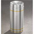 Satin Aluminum Waste Receptacle with Brass Bands P12505