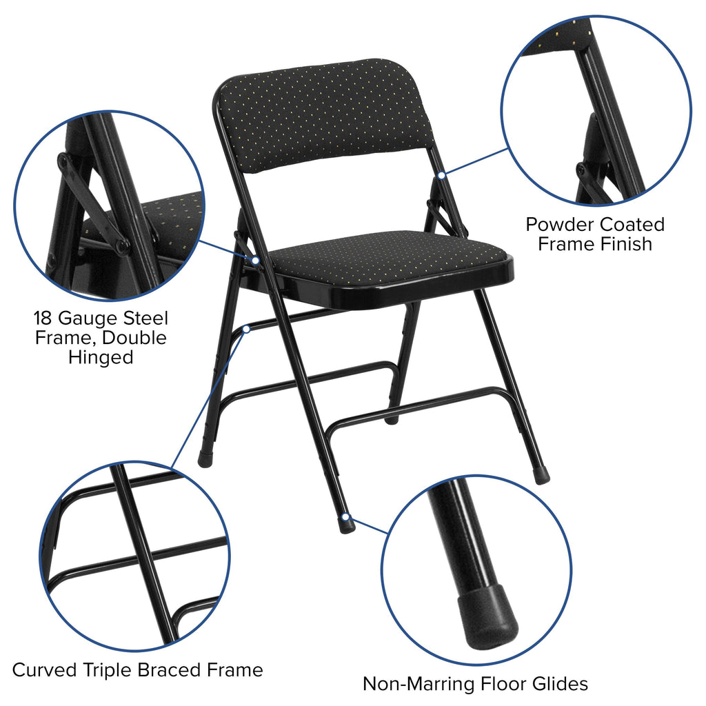 4 Pack Upholstered Metal Folding Chair Brown Patterned S9371